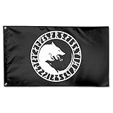 UDSNIS Odin Thor Viking Norse Wolf Garden Flag 3 X 5 Flag for Outdoor Decor Banner Black