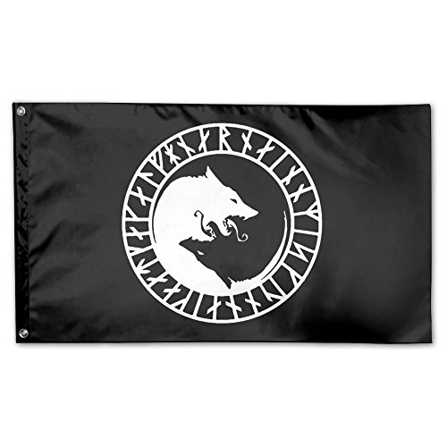 UDSNIS Odin Thor Viking Norse Wolf Garden Flag 3 X 5 Flag for Outdoor Decor Banner Black