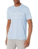 Kurze Ärmel. Sean John Herren Short Sleeve Crew Neck Script Tee T-Shirt, Chambray Blue, Klein