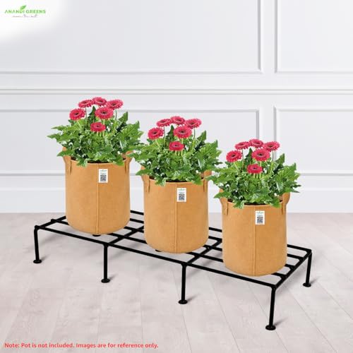 Image of Anandi Green's Black Color Anti Rust Metal plant Stand For for Balcony, living room, indoor and outdoor use (Rectangular Pack of 8)