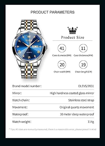 Image of OLEVS Watch for Men Women Large Face Unisex Diamond Luxury Dress Analog Quartz Stainless Steel Waterproof Luminous Date Business Casual Wrist Watch