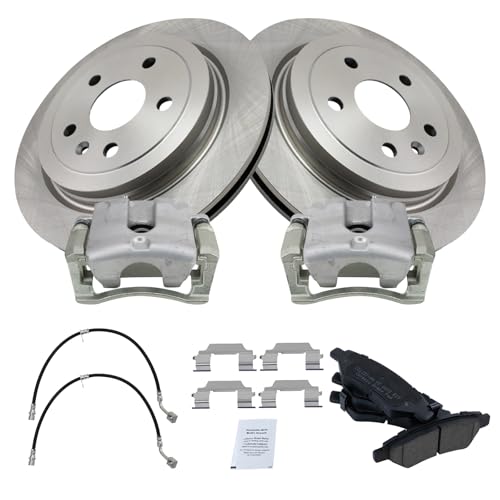 Image of TRQ Rear Brake Pad & Rotor Kit Ceramic Compatible with 2010-2015 Chevrolet Camaro