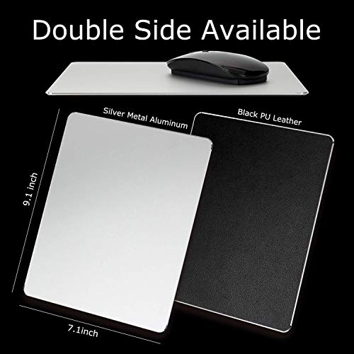 Honkid Metal Aluminum Mouse Pad, Office And Gaming Thin Hard Mouse Mat Double Sided Waterproof Fast And Accurate Control Mousepad For Laptop, Computer And Pc,9.05"X7.08", Silver #TOP1
