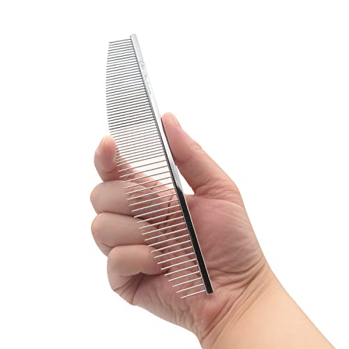 Chris Christensen 00C 6.5 In Crescent Coarse/Fine Finishing Butter Comb, Groom Like A Professional, Rounded Corners Prevent Friction And Breakage, Solid Brass Spin With Steel Teeth, Chrome Finish #TOP3