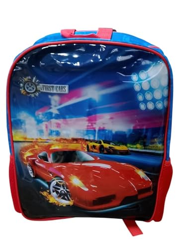 Mochila Infantil de Costa Carros – Vermelha | Estampa Exclusiva Esportiva | Leve, Confortável e Resistente