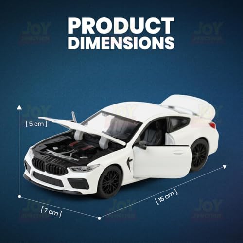 Image of Model Car Exclusive Alloy Metal Pull Back Die-cast Car Metal Pullback Toy car with Openable Doors & Light Music Best Gifts Toys Kids (1:32 Scale B-M-W M8 - Blue)
