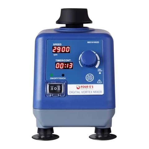 4E's USA LED Vortex Mixer Various Speed 400-3000rpm, Lab Vortexer with Touch, Timer and Continuous Modes for Tubes, Nail Polish and Acrylic Paints Ink Cover