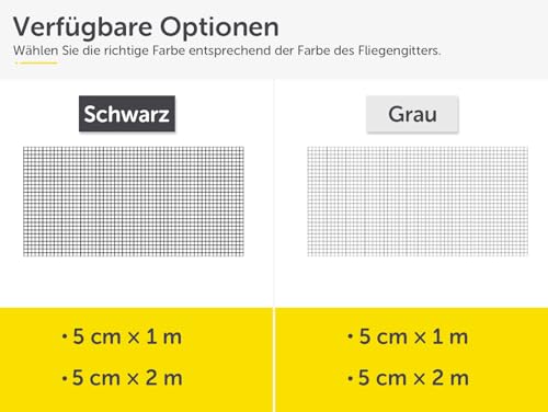 teeppo Fliegengitter Reparatur Klebeband Set 1m - Insektenschutz Fliegengitter Reparatur Set - Stark Selbstklebend Glasfaser - Verhindern Moskitos Insekten - Inklusive Schere - Grau (1m x 5 cm)