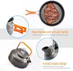 Overmont Camping Cookware Mess Kit, Portable Camping Cooking Set for Backpacking, Outdoor Hiking and Picnic Pot Pan Kettle Bowl Plate
