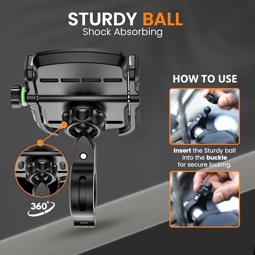 Image of GRAND PITSTOP Bike Mobile Holder | (Silver - Jaw Grip 360) | Aluminium Clamp for Scooters, Bikes, Bicycles | Sturdy GPS Phone Mount | Shockproof, Firm Hold for Navigation