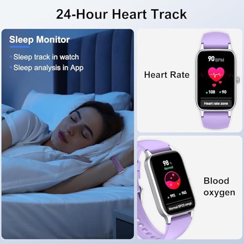 Image of Smart Watch for Men Women, 1.57 inch Smartwatch (Answer /Make Call) , Fitness Tracker with 110+ Sport Modes, Heart Rate /Sleep Monitor, IP68 Waterproof, Bluetooth Calls, Smartwatches for Android iOS Purple