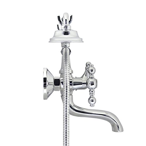 Modona 6" European Style Tub & Shower Mixer With Porcelain Hand Held Shower Set – Lever Handles - Made Of Brass #TOP2