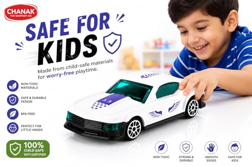 Image of Chanak Die-cast Car - Metal Pull Back Toy Car with Smooth Wheels - Racing Toy with Zinc Alloy Body - Pull Back Sports Cars with Smooth Edges - Vehicle Toy Car - Gift for Kids 3+ Year (White)
