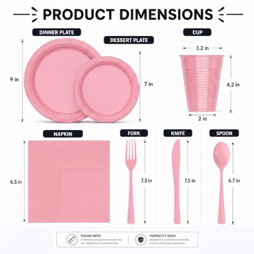 Exquisite 350 Pcs Pink Plates and Napkins Party Supplies Plate Sets - image 3
