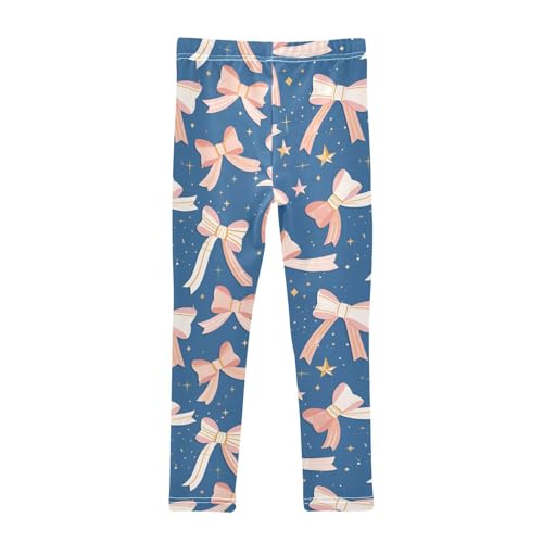 Wusikd Bows Girls' Leggings Toddler Doodles Stars Kids Yoga Pants Dance Active Tights 4T2