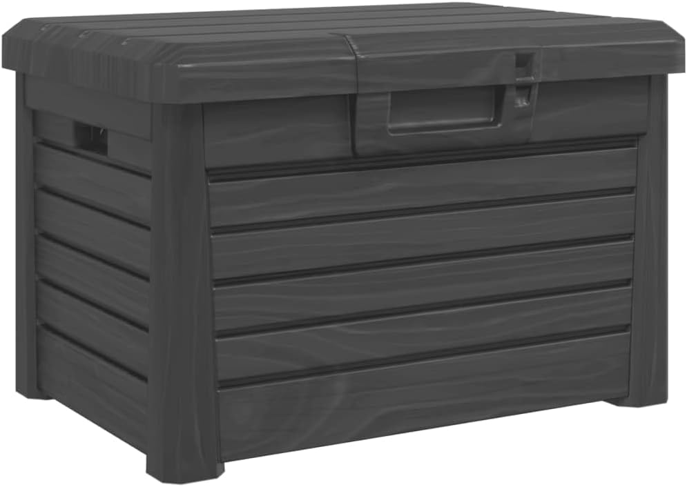 vidaXL Large Outdoor Cushion Box Anthracite | Textured Polypropylene 28.7X19.9X18.3In Lockable Garden Storage Unit Stylish and Functional Furniture Solutions Patio Rectangular Container