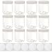 8oz Plastic Wide-Mouth Storage Jars (12 pack) with labels - Large straight-sided clear empty refillable food-grade BPA-free PET containers with white screw-on lids for crafts, cosmetics, lotions, kitc