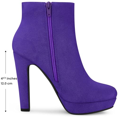 Allegra K Allegra K Women's Round Toe High Chunky Heel Platform Purple Ankle Boots 8.5 M US