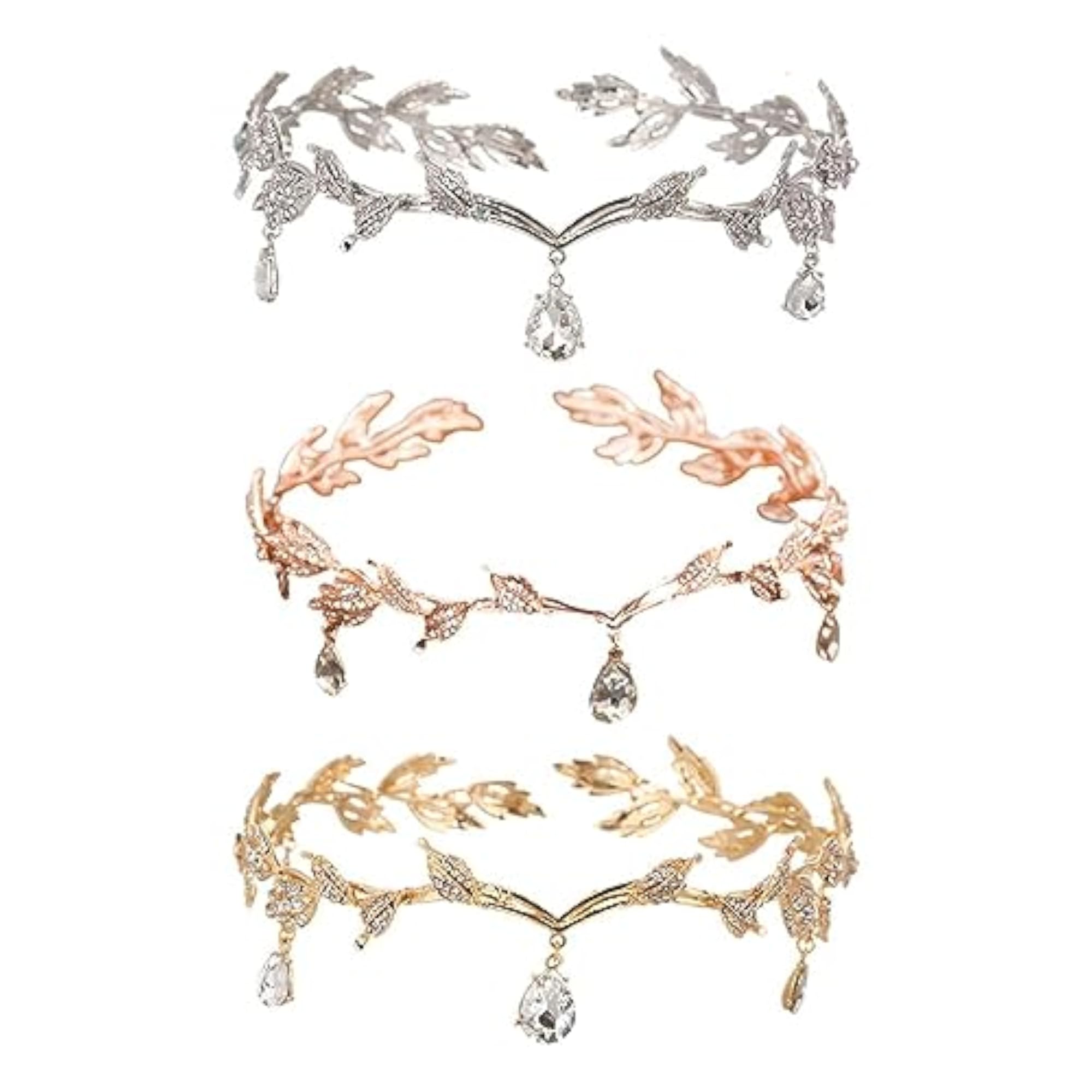 Women's Crystal Crown Forehead Chain Headband, Bridal Accessory