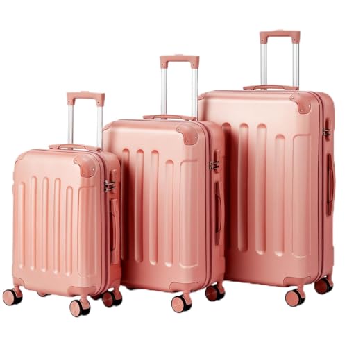 LALAHO Set de 3 Valises avec Renforts d'angle, Valise Grande Taille/Cabine, Petite Valise, Bagage Suitcase en ABS (Or Rose)