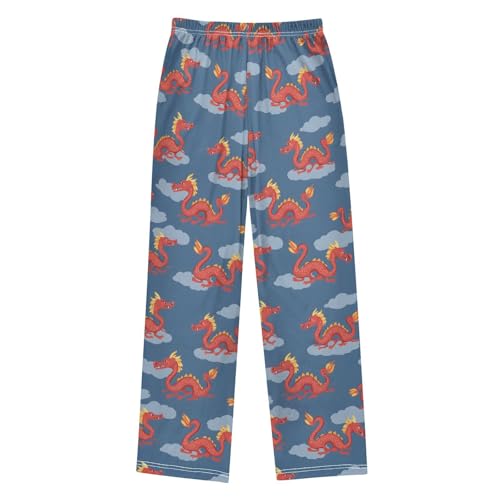ALAZA Red Dragon Cloud Blue Pajama Lounge Pants Long Sleep Pajama Bottoms with Pockets2