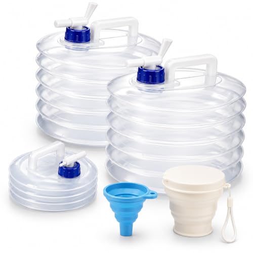 Contenedor de Agua Plegable con Grifo, Cantimplora Portátil para Camping, Cubo de Almacenamiento de Agua Plegable y Libre de BPA, 15 litros