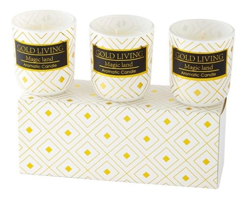 Kit Trio de Velas Aromatizadas Decorativas Copo Vidro Branco Perfumada - Frutas Vermelhas e Baunilha