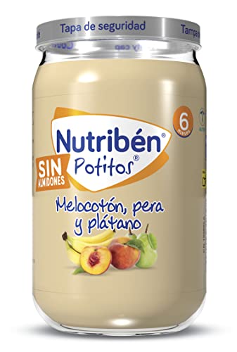 Nutribén Potito De Melocotón, Pera y Plátano Sin Gluten, 235g