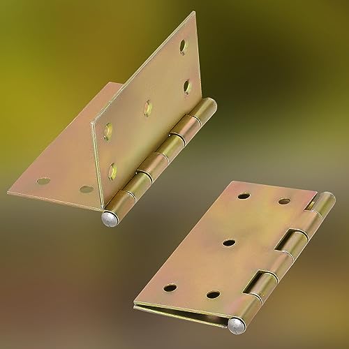 KOTARBAU® 10 Stück Türscharniere 100 mm x 100 mm Gerollt Gelb Verzinkt Kantige Scharniere Möbelband Türband Kistenband Schatullen Schrankscharniere