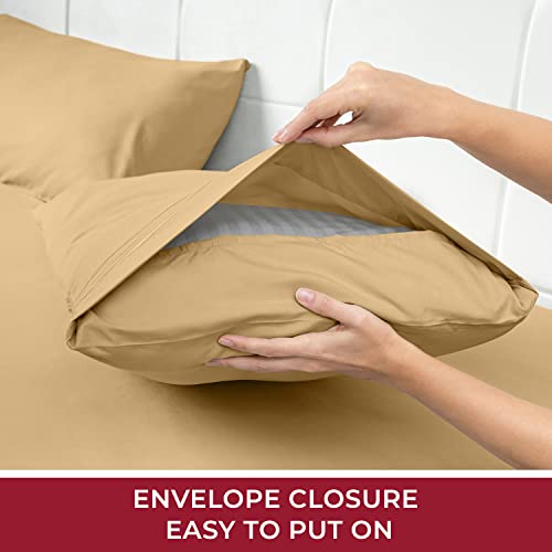 Mellanni Queen Sheet Set - Iconic Collection Bedding Sheets & Pillowcases - Hotel Luxury, Extra Soft, Cooling Bed Sheets - Deep Pocket Up To 16" - Wrinkle, Fade, Stain Resistant - 4 Pc (Queen, Gold) #TOP3