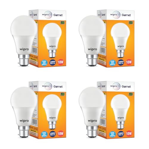 Garnet 10W LED Bulb for Home & Office |Cool Day White (6500K) | B22 Base|220 degree Light coverage |4Kv Surge Protection |400V High Voltage Protection
