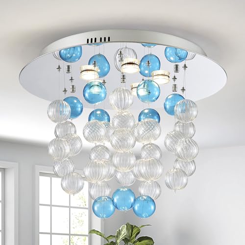 Saint Mossi Bubble Chandeliers, Modern Blue Ceiling Lighting Fixture for