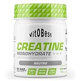 VITOBEST | Creatina Monohidrato (Creapure®) | Una ingesta diaria de 3 g mejora el rendimiento en series sucesivas de ejercicios breves de alta intensidad | Sabor Neutro - 500 g