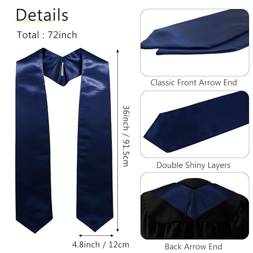 Image of GraduationMall 12 Pieces 72 Inch Plain Graduation Stole Bulk Sublimation Blank Honor Graduation Sash Unisex Adult