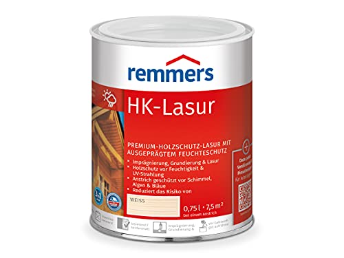 Remmers HK-Lasur 3v1 bela, 0,75 l, zunanja glazura za les, 3n1: impregnacija, temeljni premaz in glazura, zaščita lesa pred vlago in UV sevanjem