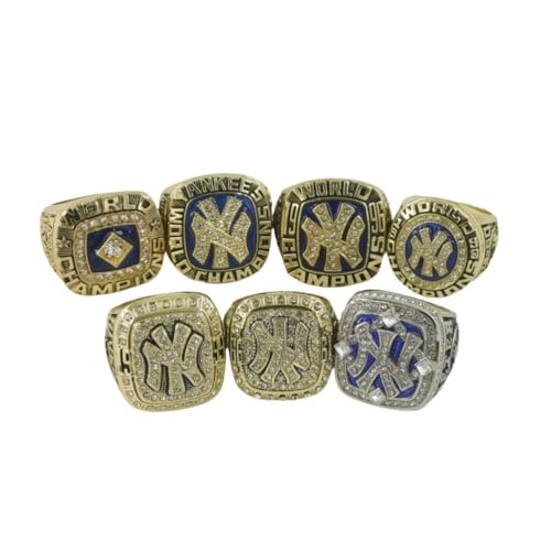 Exquisite NEWYORK 1977-2009 7-TIME Champion Ring Set & Luxury Gift Sport Fan Series Events Showcased with SandalWoodBox Celebrate Victory Adult
