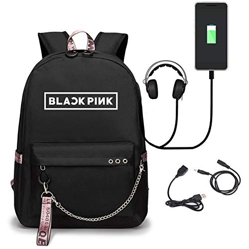 Mujeres KPOP Blackpink Mochila Casual Personalidad Bolsos Escolares Daypacks con Puerto