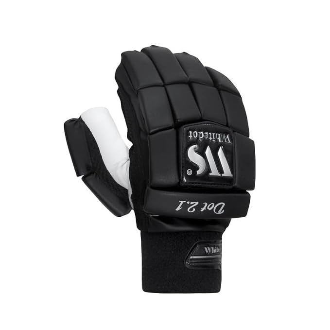 WHITEDOT Sports Dot 2.1 Cricket Batting Gloves Suitable for Boys Small Left Hand Black Perfect for Young Cricketers, Lightweight and Durable Design for Optimal Performance Leather