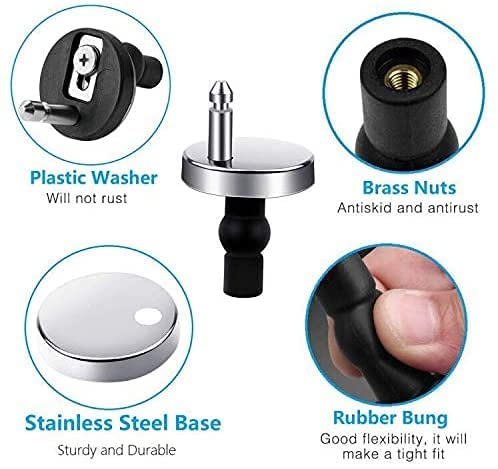 MONIT Stainless Steel SS Toilet Seat Cover Hinges, Quick Release Toilet Seat Hinges, Top Fixing Toilet Seat Cover Reparing Screw Set Round Type With Rubber Bush and Screw, White 3