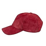 HATSQUARE Suede Leather Baseball Cap Adjustable Dad Plain Hat Stylish Classic for Women Men Unisex (Ruby Red)