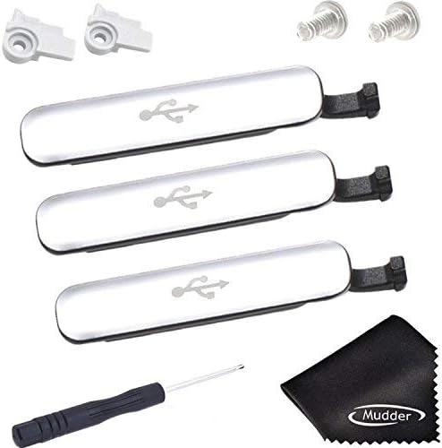 Mudder 9 in 1 Replacement Accessories for Samsung Galaxy S5, 3 Pieces USB Charger Port Cover Flap + 2 Pieces Plastic Holder + 2 Pieces Screw + Screwdriver + Cleaning Cloth