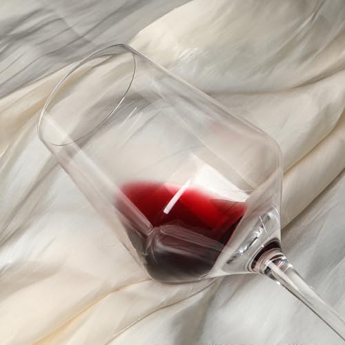 Set 4 Bicchiere vino rosso 400ML Bicchieri di vino originali senza piombo design, Perfetti per la Casa, Ristoranti e Feste, Lavabili in Lavastoviglie, Gambo Lungo, Unici,eleganti (9.5cm/W x 24.13cm/H) - immagine 6