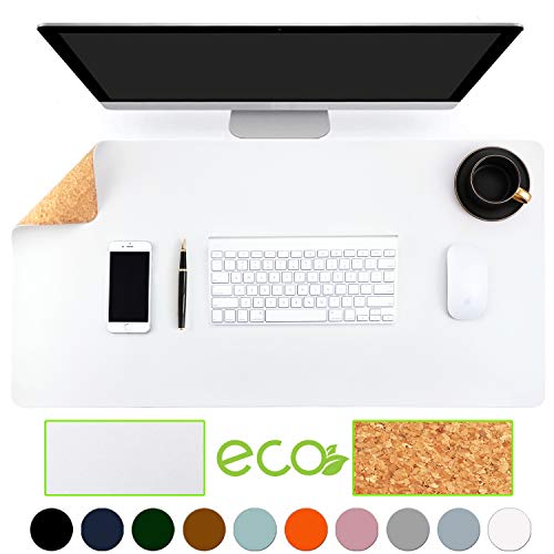 Aothia Eco-Friendly Natural Cork & Leather Double-Sided Office Desk Mat 31.5" x 15.7"