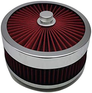 9" x 2" Chrome Full Flow Washable Reusable Air Cleaner Red