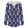Noble Ren Nautical Funny Anchor Pattern Womens Hoodies Long Sleeve Sweatshirt Drawstring V Neck Tops 3XL Black #3