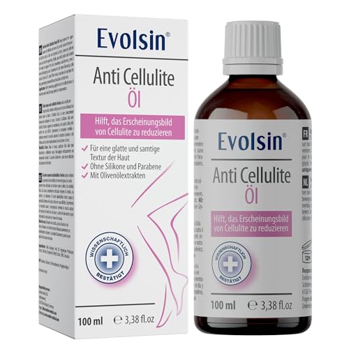 Evolsin Anti Cellulite Öl für Bauch Beine Po- reduziert Cellulite / Orangenhaut - zu 99% NATÜRLICHe Inhaltsstoffe 100ml