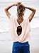 Womens Oversized Tshirts Workout Batwing Sleeve Gym Shirts Boat Neck Slouchy Tees Open Back Athletic Top Pink L