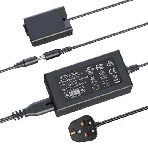 F1TP EN-EL25 EN-EL25A Replacement Dummy Battery Camera Charger Kit with EP-5G DC Coupler- AC Adapter-UK Plug, Power Supply for Nikon Z30, Z50, Z50 II, Z fc