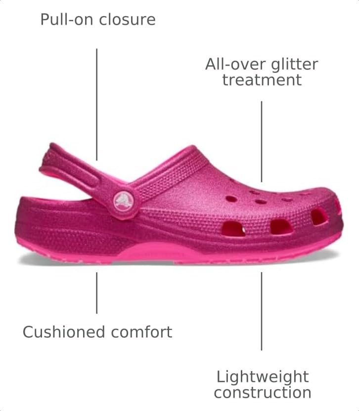 Image of Crocs Unisex Classic Clogs - Glitter Pink Crush Men 2 Women 4 Medium