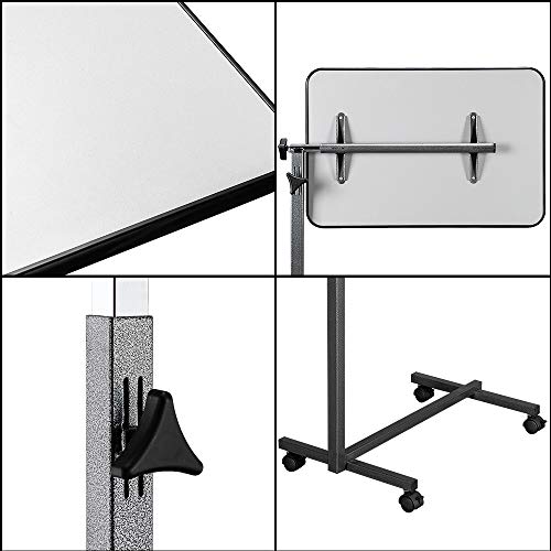 Volowoo Tilting Overbed Table, Multifunctional Adjustable Bedside Table,Medical Adjustable Overbed Bedside Table with Wheels & Brake for Hospital and Home Medical Use (Silver Grey) - Thumbnail 7